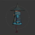 Mystical Wizard Character With Tall Pointed Hat Blue Gold Cloak And Glowing Blue Eyes